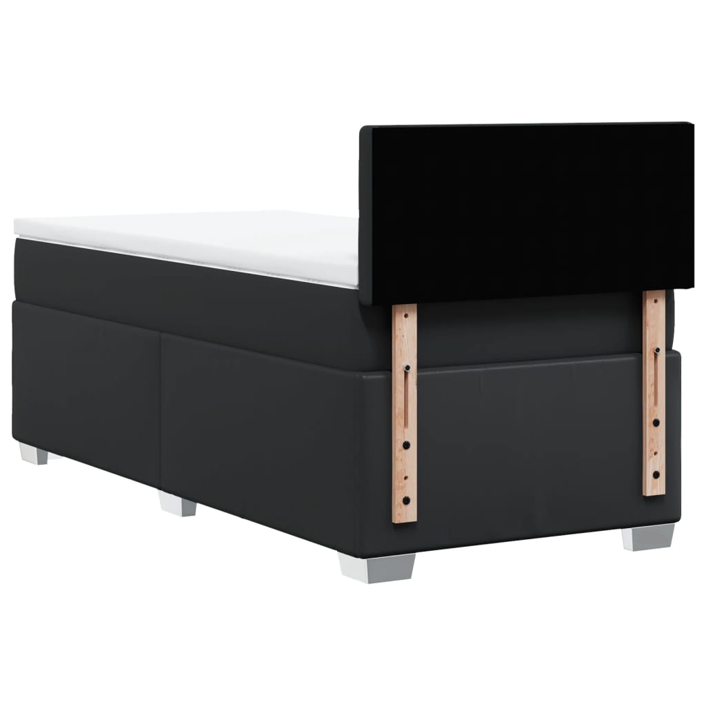 Κρεβάτι Boxspring με Στρώμα Μαύρο 100x200εκ.από Συνθετικό Δέρμα - Pakobazaar