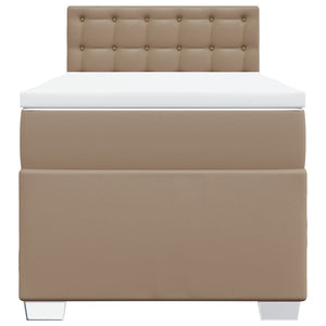 Κρεβάτι Boxspring με Στρώμα Καπουτσίνο 100x200εκ.από Συνθ.Δέρμα - Pakobazaar