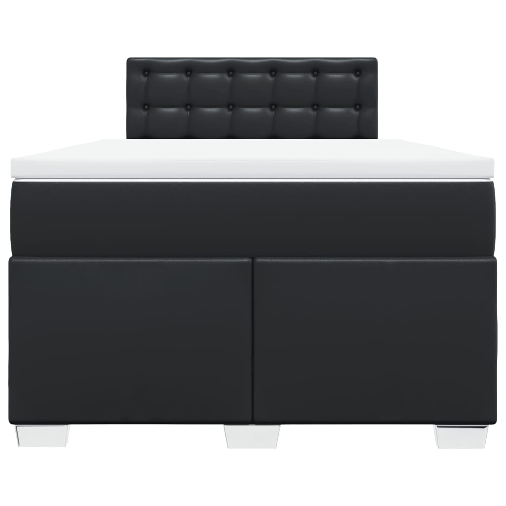 Κρεβάτι Boxspring με Στρώμα Μαύρο 120x190εκ.από Συνθετικό Δέρμα