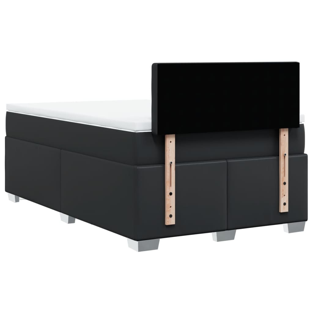 Κρεβάτι Boxspring με Στρώμα Μαύρο 120x190εκ.από Συνθετικό Δέρμα
