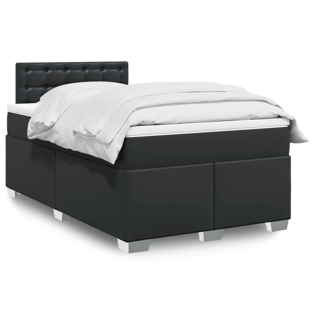 Κρεβάτι Boxspring με Στρώμα Μαύρο 120x190εκ.από Συνθετικό Δέρμα