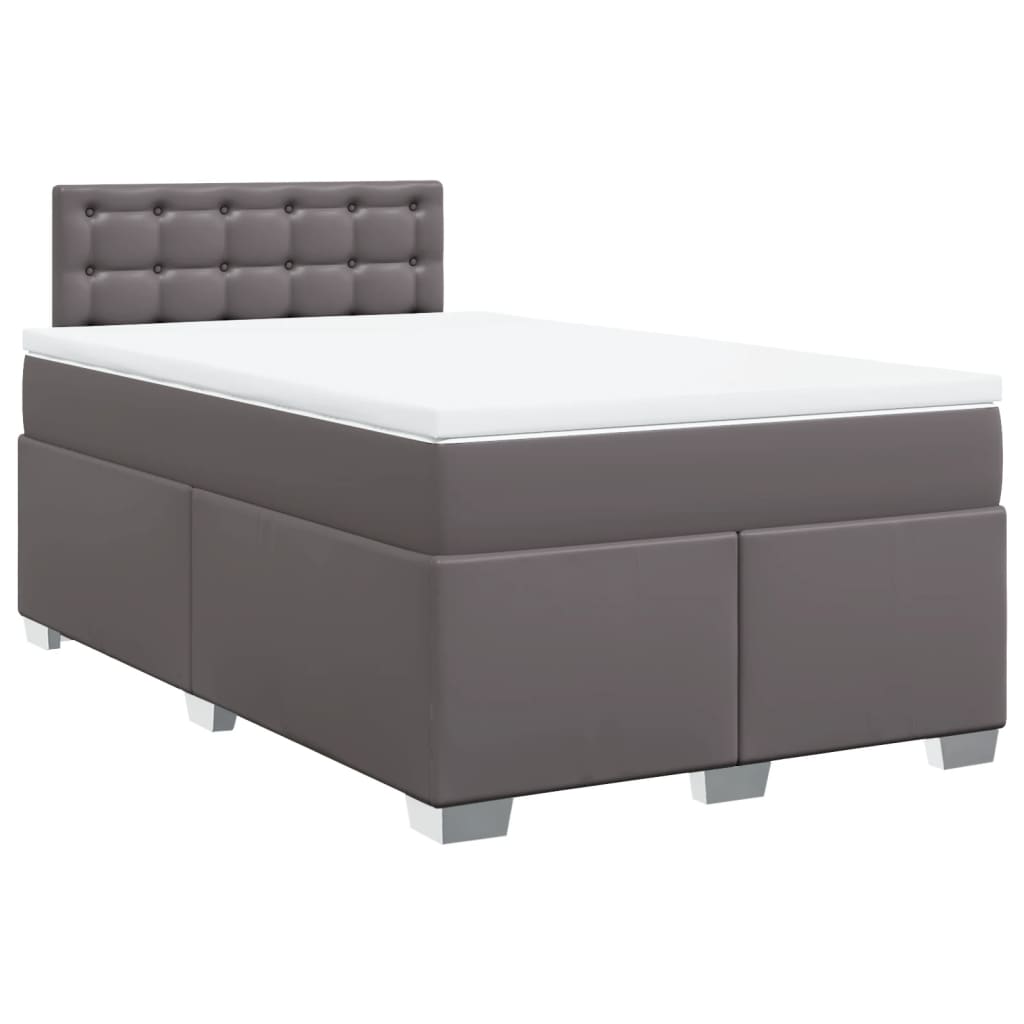 Κρεβάτι Boxspring με Στρώμα Γκρι 120x190εκ. από Συνθετικό Δέρμα