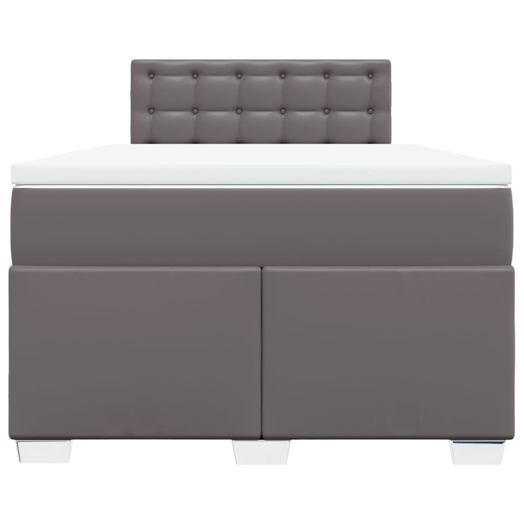 Κρεβάτι Boxspring με Στρώμα Γκρι 120x190εκ. από Συνθετικό Δέρμα