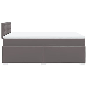 Κρεβάτι Boxspring με Στρώμα Γκρι 120x190εκ. από Συνθετικό Δέρμα
