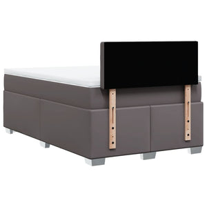 Κρεβάτι Boxspring με Στρώμα Γκρι 120x190εκ. από Συνθετικό Δέρμα