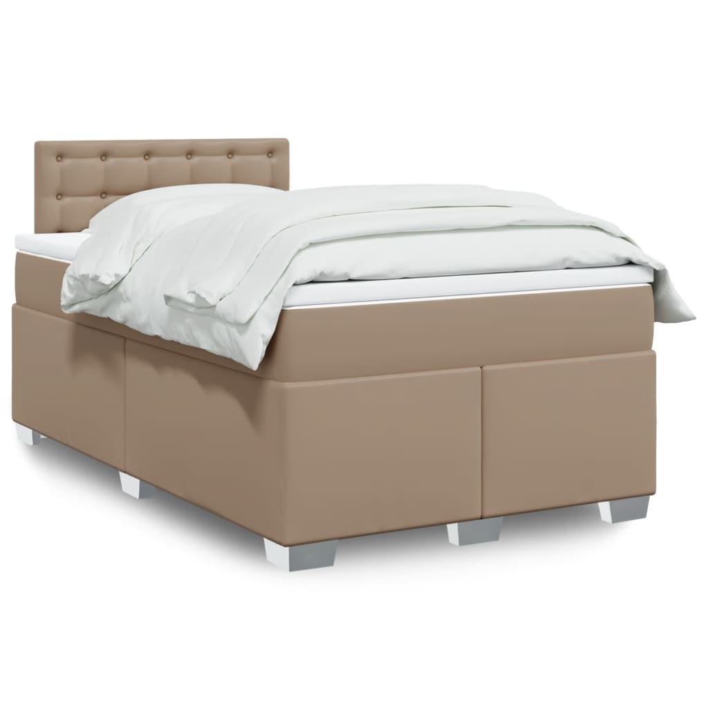 Κρεβάτι Boxspring με Στρώμα Καπουτσίνο 120x190εκ.από Συνθ.Δέρμα
