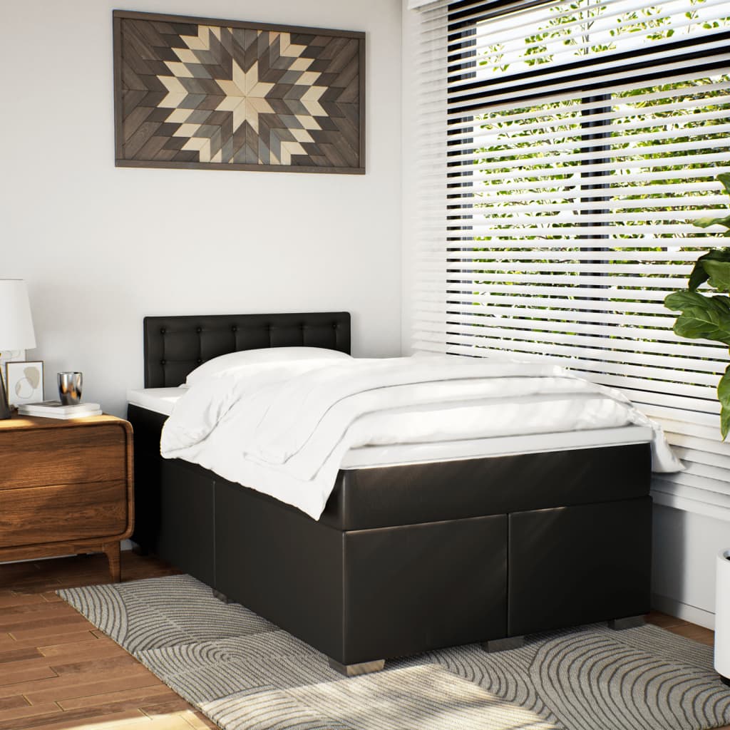 Κρεβάτι Boxspring με Στρώμα Μαύρο 120 x 200 εκ. Συνθετικό Δέρμα - Pakobazaar