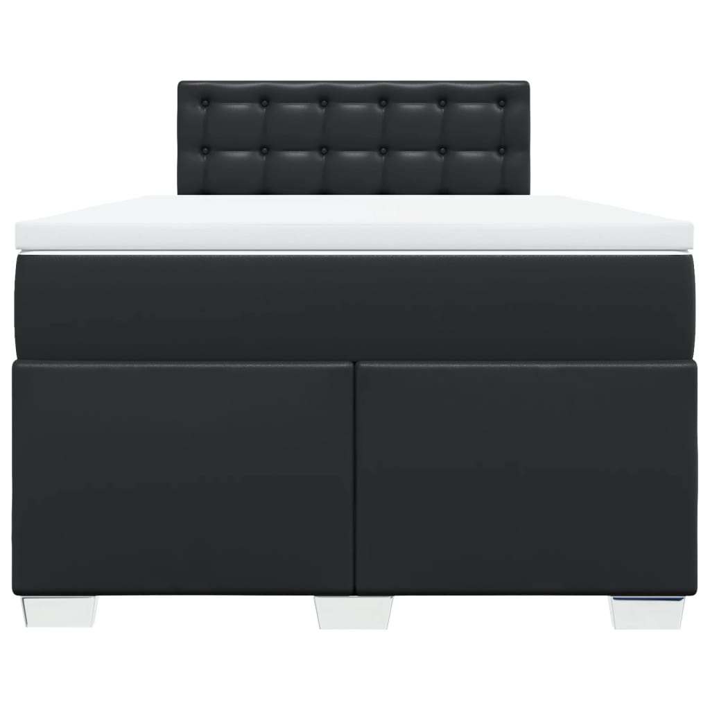 Κρεβάτι Boxspring με Στρώμα Μαύρο 120 x 200 εκ. Συνθετικό Δέρμα - Pakobazaar