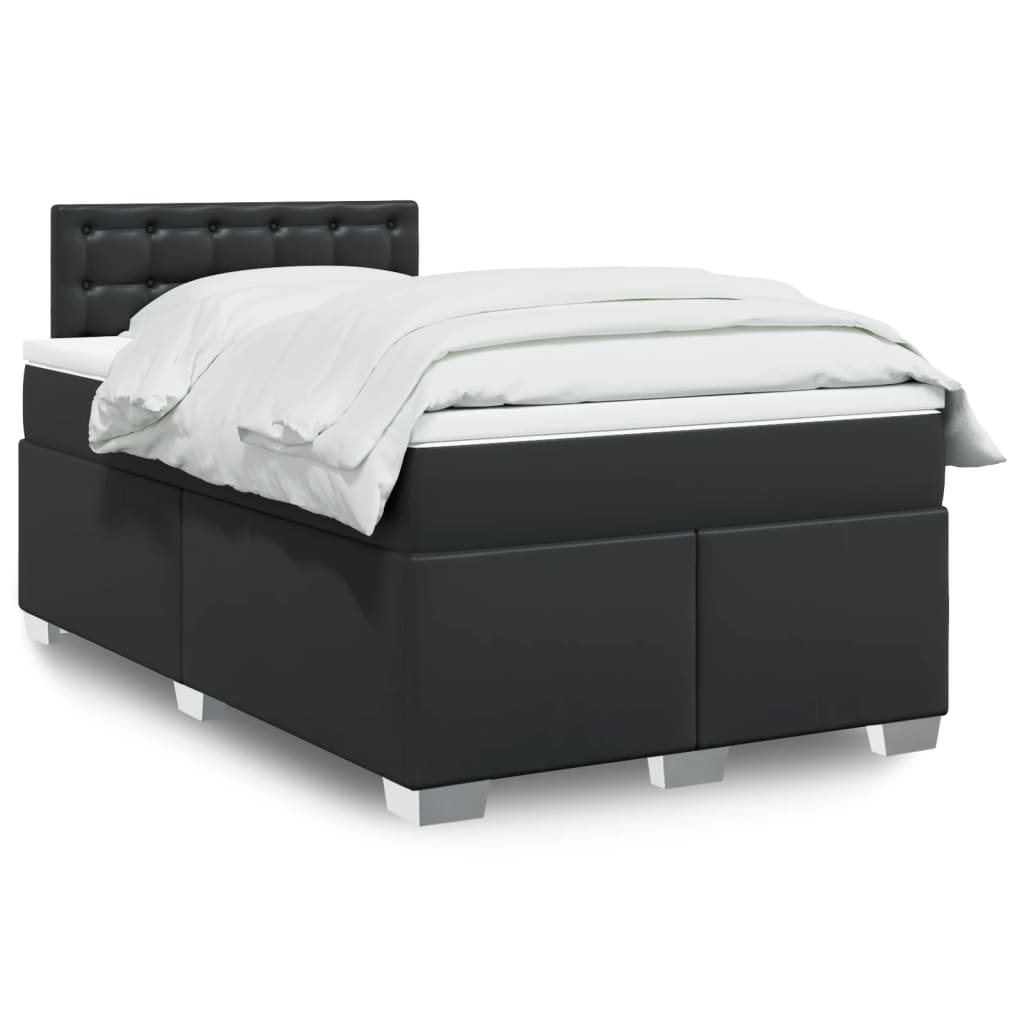 Κρεβάτι Boxspring με Στρώμα Μαύρο 120 x 200 εκ. Συνθετικό Δέρμα - Pakobazaar