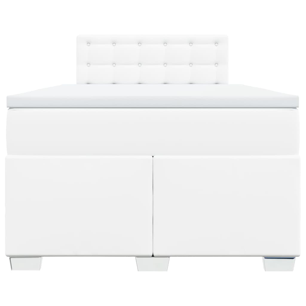 Κρεβάτι Boxspring με Στρώμα Λευκό 120x200εκ.από Συνθετικό Δέρμα - Pakobazaar