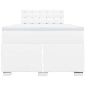 Κρεβάτι Boxspring με Στρώμα Λευκό 120x200εκ.από Συνθετικό Δέρμα - Pakobazaar