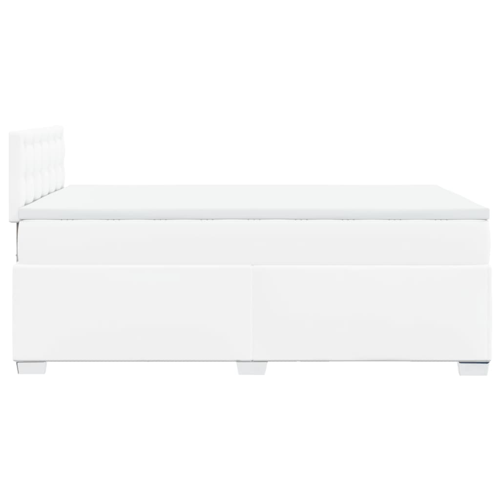 Κρεβάτι Boxspring με Στρώμα Λευκό 120x200εκ.από Συνθετικό Δέρμα - Pakobazaar