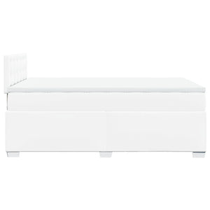 Κρεβάτι Boxspring με Στρώμα Λευκό 120x200εκ.από Συνθετικό Δέρμα - Pakobazaar