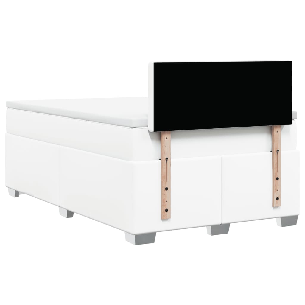 Κρεβάτι Boxspring με Στρώμα Λευκό 120x200εκ.από Συνθετικό Δέρμα - Pakobazaar