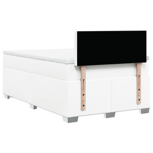 Κρεβάτι Boxspring με Στρώμα Λευκό 120x200εκ.από Συνθετικό Δέρμα - Pakobazaar