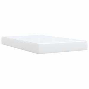 Κρεβάτι Boxspring με Στρώμα Λευκό 120x200εκ.από Συνθετικό Δέρμα - Pakobazaar