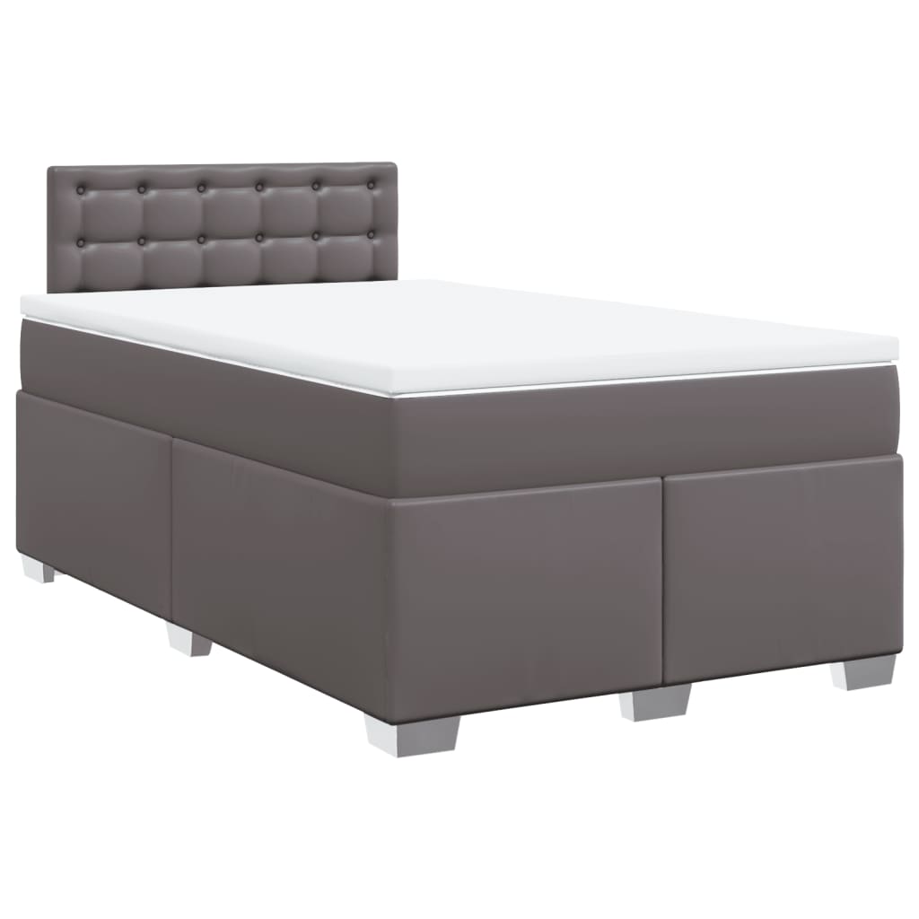 Κρεβάτι Boxspring με Στρώμα Γκρι 120x200εκ. από Συνθετικό Δέρμα