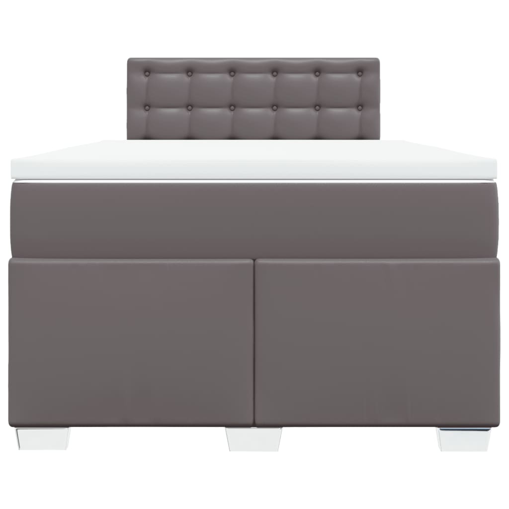 Κρεβάτι Boxspring με Στρώμα Γκρι 120x200εκ. από Συνθετικό Δέρμα