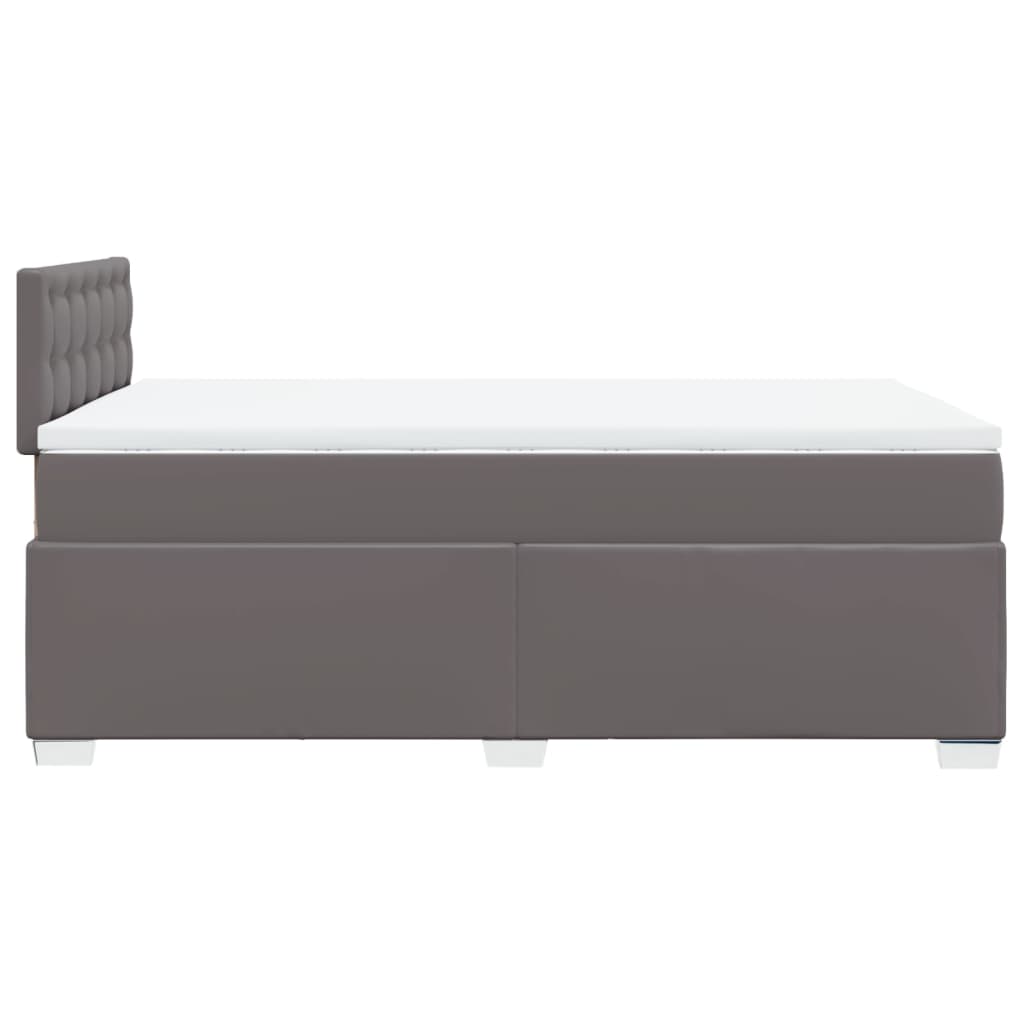Κρεβάτι Boxspring με Στρώμα Γκρι 120x200εκ. από Συνθετικό Δέρμα