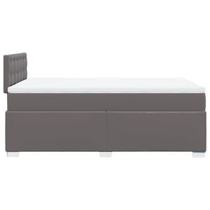 Κρεβάτι Boxspring με Στρώμα Γκρι 120x200εκ. από Συνθετικό Δέρμα