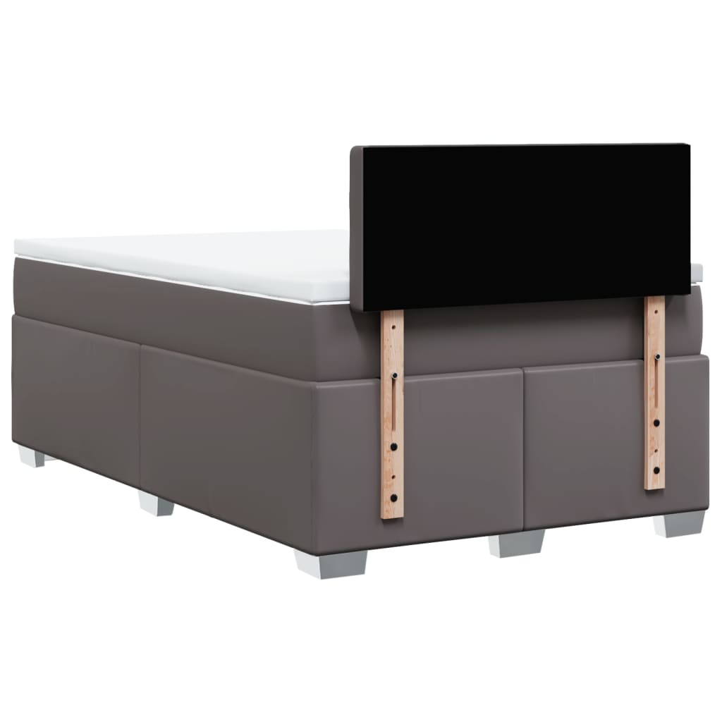 Κρεβάτι Boxspring με Στρώμα Γκρι 120x200εκ. από Συνθετικό Δέρμα