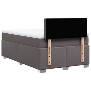 Κρεβάτι Boxspring με Στρώμα Γκρι 120x200εκ. από Συνθετικό Δέρμα