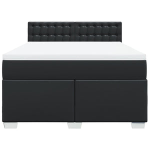 Κρεβάτι Boxspring με Στρώμα Μαύρο 140x190εκ.από Συνθετικό Δέρμα