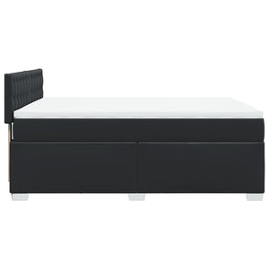 Κρεβάτι Boxspring με Στρώμα Μαύρο 140x190εκ.από Συνθετικό Δέρμα