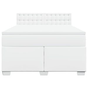 Κρεβάτι Boxspring με Στρώμα Λευκό 140x190εκ.από Συνθετικό Δέρμα