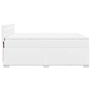 Κρεβάτι Boxspring με Στρώμα Λευκό 140x190εκ.από Συνθετικό Δέρμα