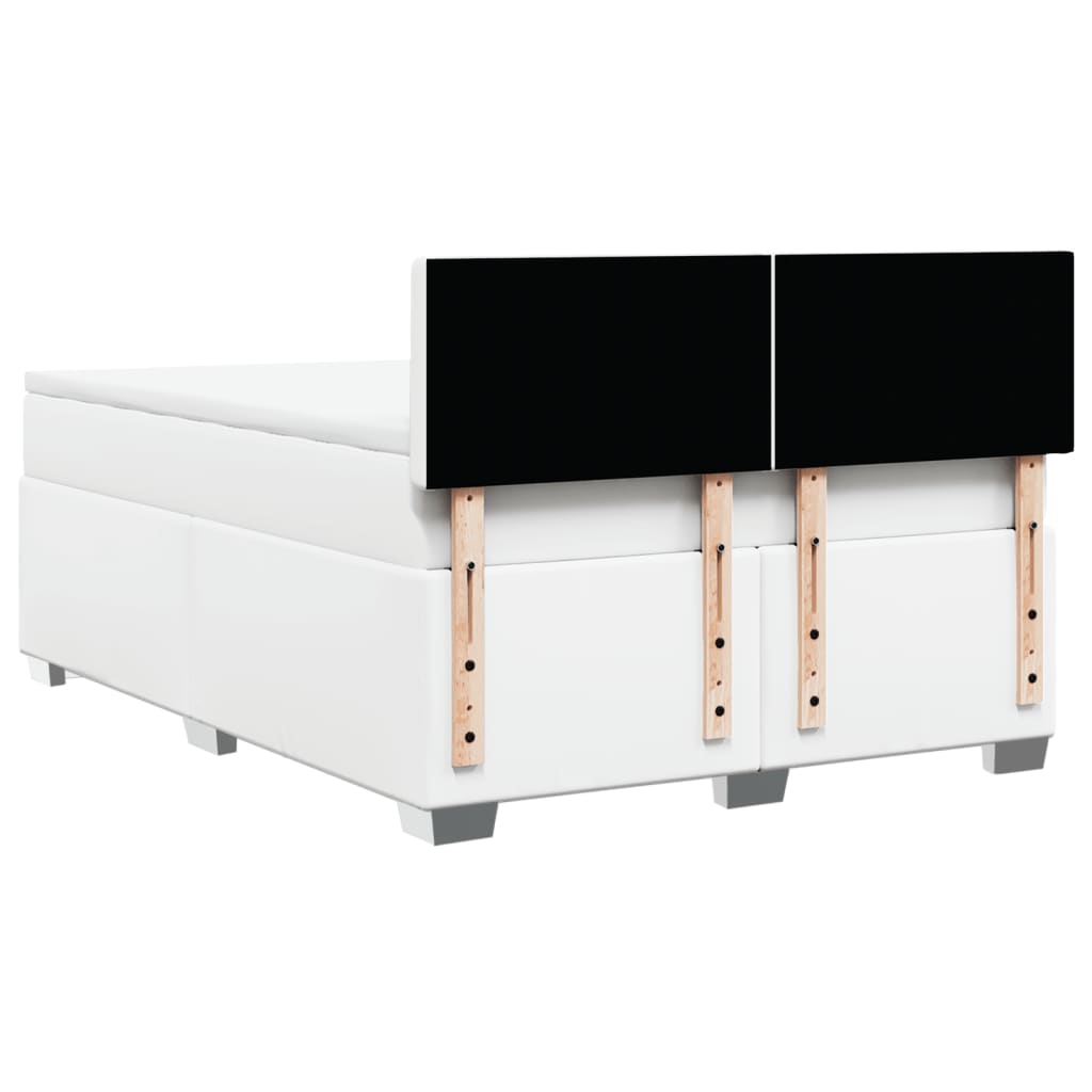 Κρεβάτι Boxspring με Στρώμα Λευκό 140x190εκ.από Συνθετικό Δέρμα