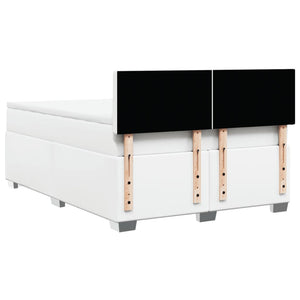 Κρεβάτι Boxspring με Στρώμα Λευκό 140x190εκ.από Συνθετικό Δέρμα