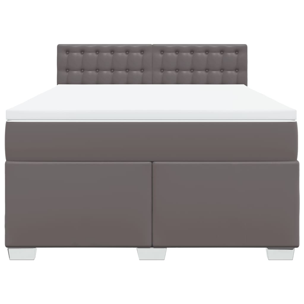 Κρεβάτι Boxspring με Στρώμα Γκρι 140x190εκ. από Συνθετικό Δέρμα - Pakobazaar