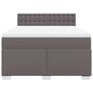 Κρεβάτι Boxspring με Στρώμα Γκρι 140x190εκ. από Συνθετικό Δέρμα - Pakobazaar