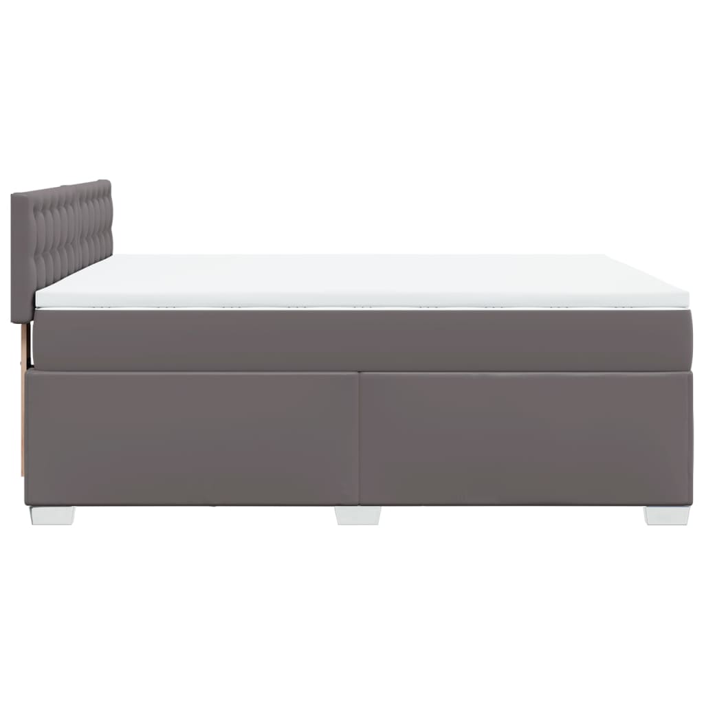 Κρεβάτι Boxspring με Στρώμα Γκρι 140x190εκ. από Συνθετικό Δέρμα - Pakobazaar