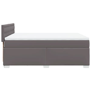 Κρεβάτι Boxspring με Στρώμα Γκρι 140x190εκ. από Συνθετικό Δέρμα - Pakobazaar