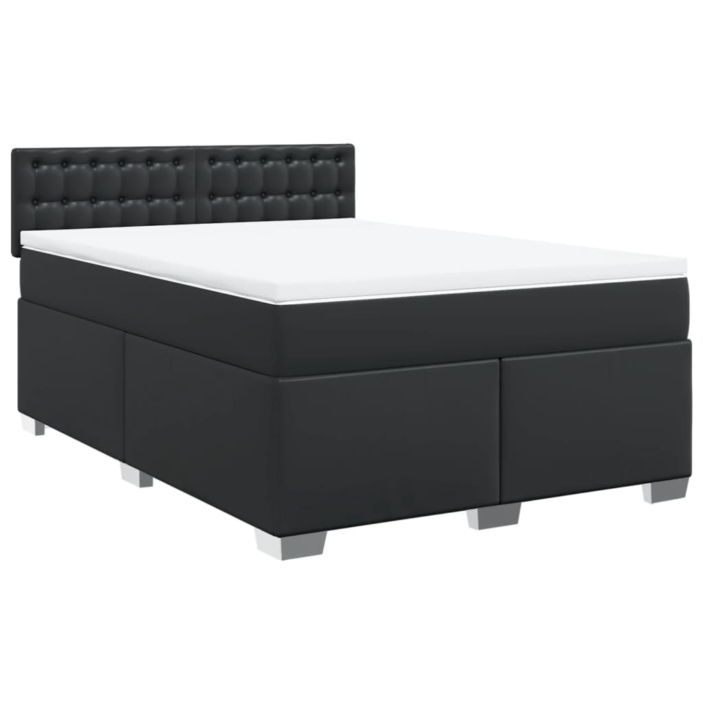 Κρεβάτι Boxspring με Στρώμα Μαύρο 140x200εκ.από Συνθετικό Δέρμα