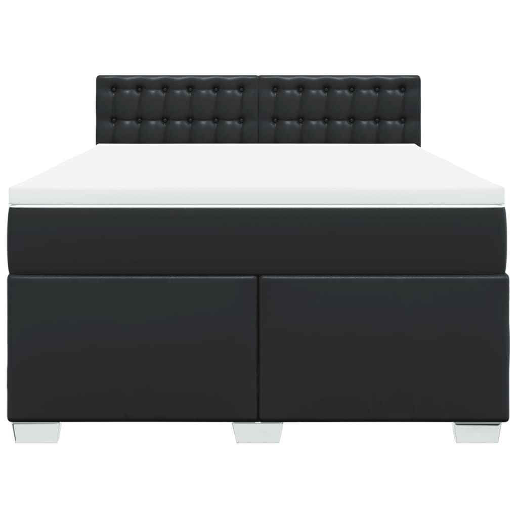 Κρεβάτι Boxspring με Στρώμα Μαύρο 140x200εκ.από Συνθετικό Δέρμα