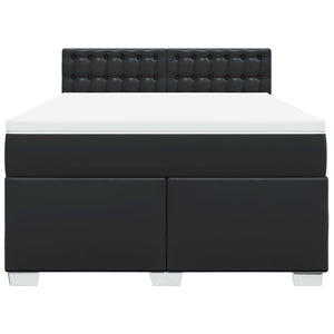 Κρεβάτι Boxspring με Στρώμα Μαύρο 140x200εκ.από Συνθετικό Δέρμα
