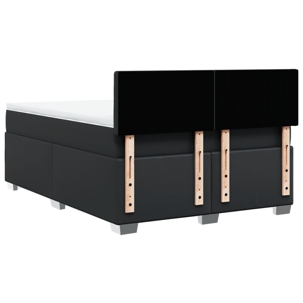 Κρεβάτι Boxspring με Στρώμα Μαύρο 140x200εκ.από Συνθετικό Δέρμα