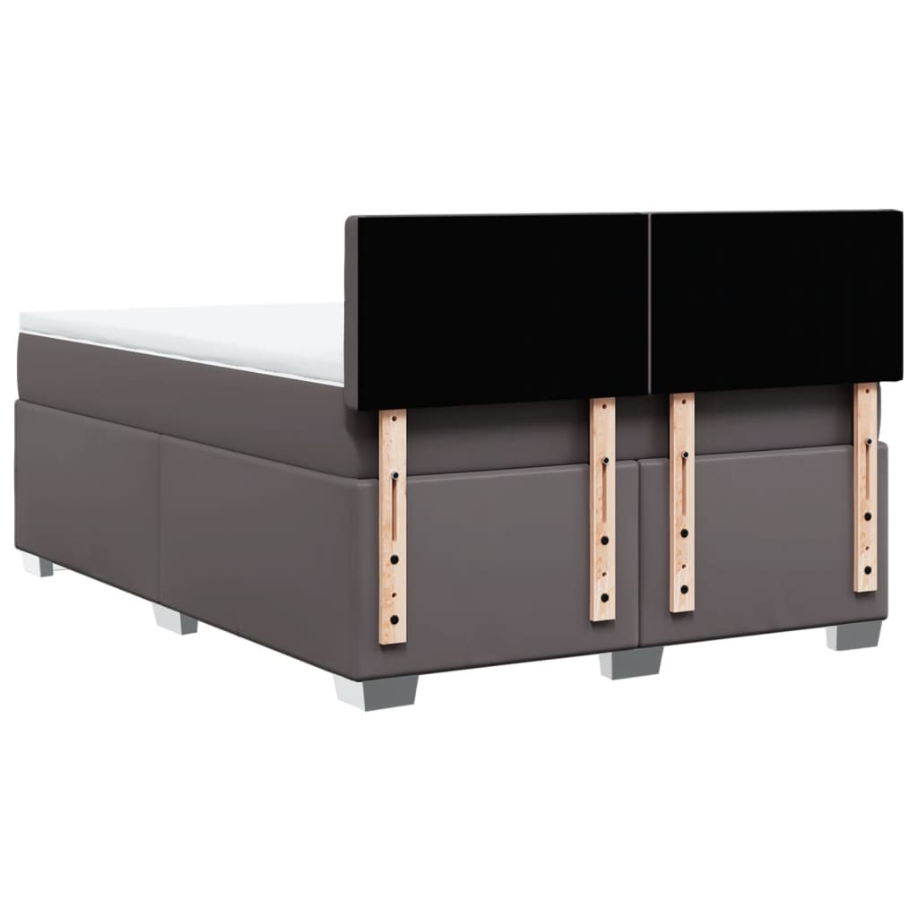 Κρεβάτι Boxspring με Στρώμα Γκρι 140x200εκ. από Συνθετικό Δέρμα
