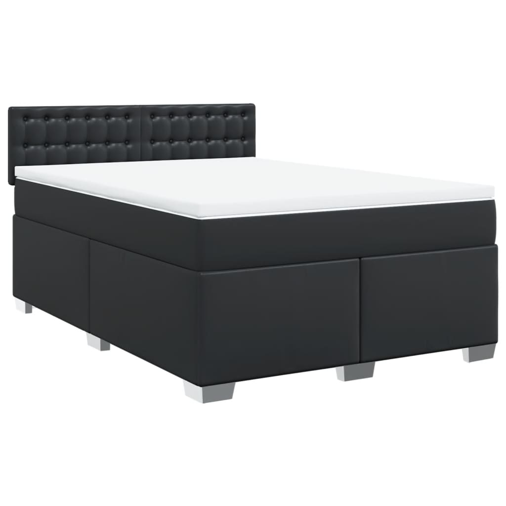 Κρεβάτι Boxspring με Στρώμα Μαύρο 160x200εκ.από Συνθετικό Δέρμα - Pakobazaar