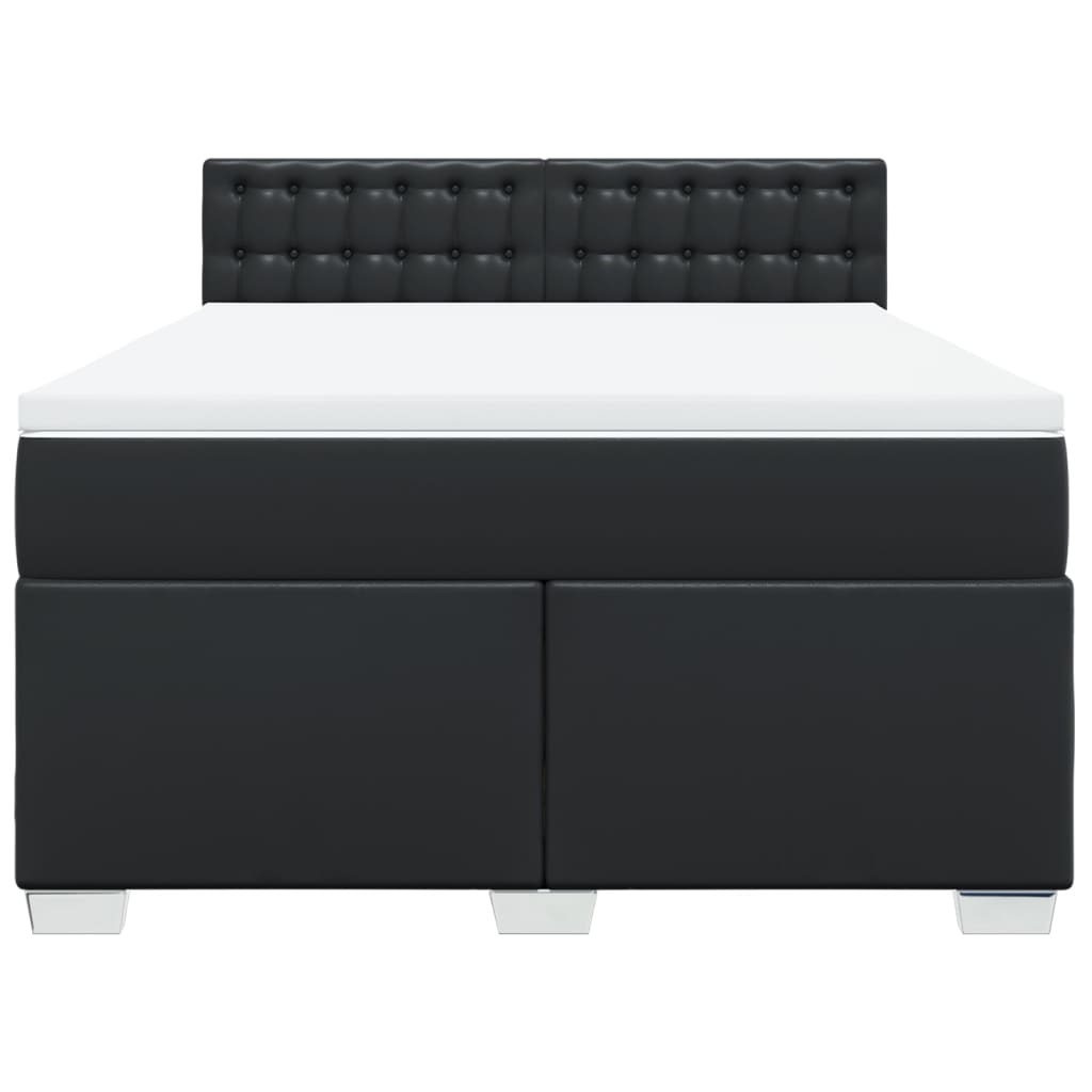Κρεβάτι Boxspring με Στρώμα Μαύρο 160x200εκ.από Συνθετικό Δέρμα - Pakobazaar