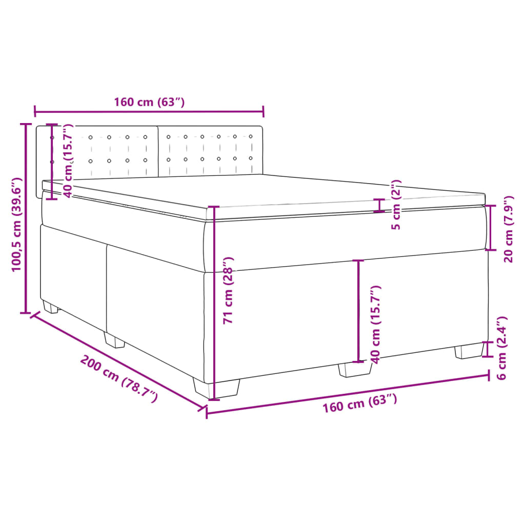 Κρεβάτι Boxspring με Στρώμα Λευκό 160x200εκ.από Συνθετικό Δέρμα - Pakobazaar