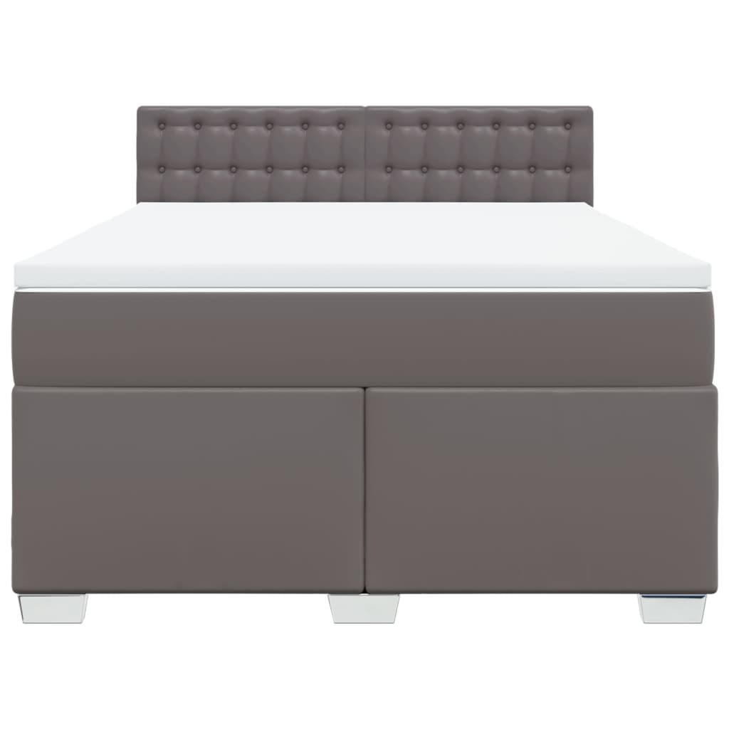 Κρεβάτι Boxspring με Στρώμα Γκρι 160x200εκ. από Συνθετικό Δέρμα - Pakobazaar