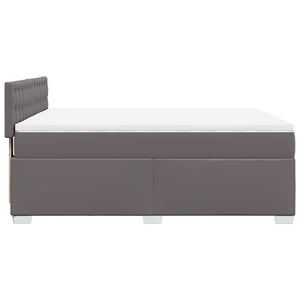 Κρεβάτι Boxspring με Στρώμα Γκρι 160x200εκ. από Συνθετικό Δέρμα - Pakobazaar