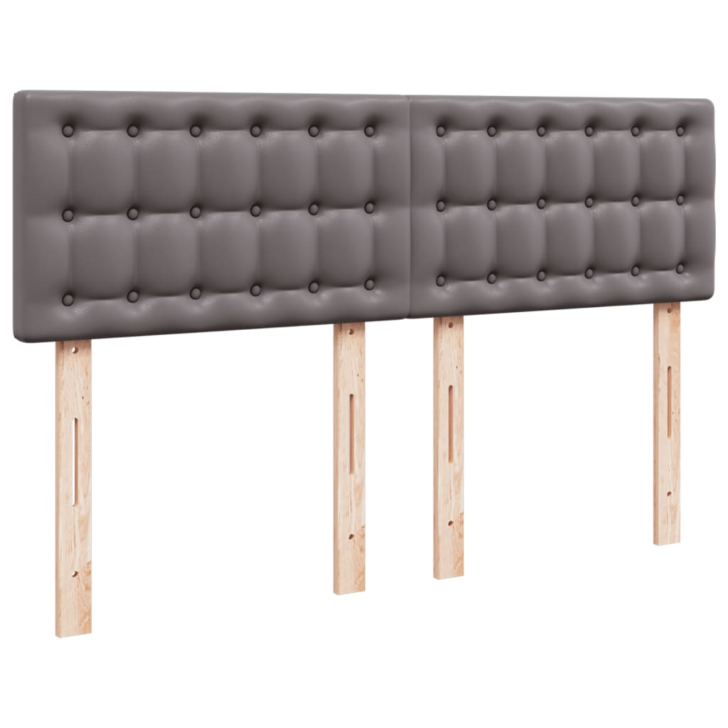 Κρεβάτι Boxspring με Στρώμα Γκρι 160x200εκ. από Συνθετικό Δέρμα - Pakobazaar