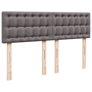 Κρεβάτι Boxspring με Στρώμα Γκρι 160x200εκ. από Συνθετικό Δέρμα - Pakobazaar