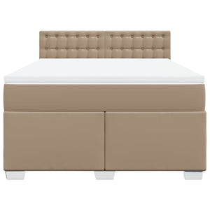 Κρεβάτι Boxspring με Στρώμα Καπουτσίνο 160x200εκ.από Συνθ.Δέρμα - Pakobazaar