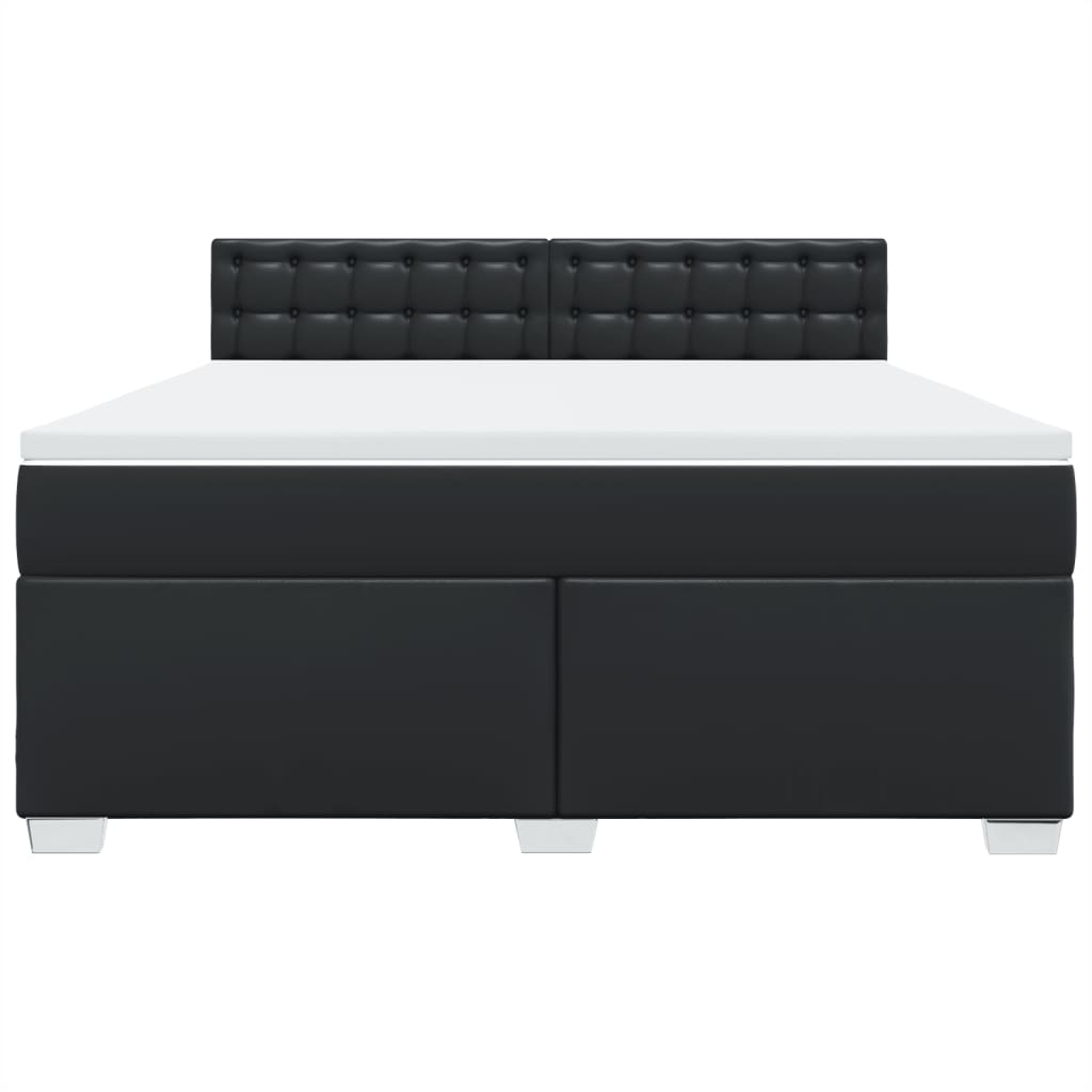 Κρεβάτι Boxspring με Στρώμα Μαύρο 180x200εκ.από Συνθετικό Δέρμα